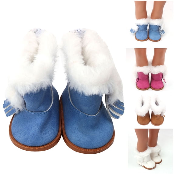 Uscallm 2Pcs Winter Glitter Doll Shoes, Glitter Doll Shoes For 18 Inch Dolls, Sparkly Winter Doll Accessories For Our Generation Dolls, Cute Doll Shoes ForGirlsToys