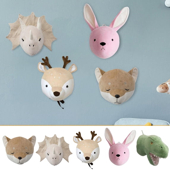 Uscallm 2Pcs Wooden Seagull Wall Decor, Plush Wall Decor For Nursery, Cute Stuffed Animal Head Wall Mount, Viral TikTokKidsRoom Decor, Soft Hanging Wall Art For Bedroom Playroom