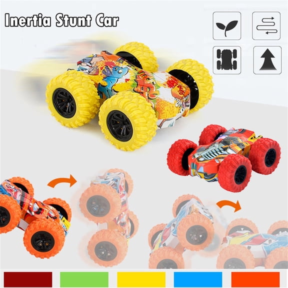 Uscallm 4Pcs Stunt Car Face Changing Dance, Double Side Stunt Graffiti Car, Off Road Inertia Powered Model Vehicle,KidsBirthday GiftToyCar, All Terrain Climbing Flip Action Car