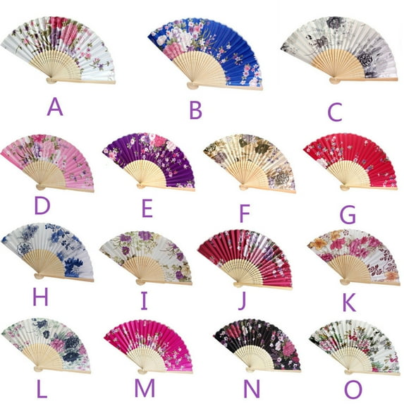 Uscallm under $5 15Pcs Vintage Folding Hand Fan, Vintage Folding Hand Fan, Chinese Dance Performance Flower Fan, Wedding Party Favor Pocket Fan, Elegant Floral Pattern Handheld Fan