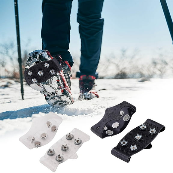 Uscallm under $5 2Pcs Anti-slip Shoe Crampons, Ice Cleats Non Slip Snow Grips,Outdoor Winter Traction Shoe Spikes,Elderly Anti Fall Ice Crampons,Adjustable Shoe Chain Traction Device