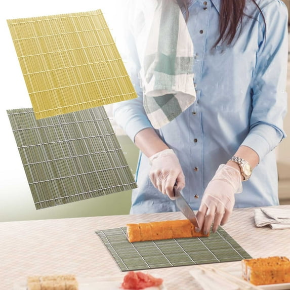 Uscallm under $5 2Pcs Sushi Rolling Mat, Bamboo Sushi Rolling Mat, Non-Stick Makisu for Home Commercial Use, Japanese Rice Nori Wrapper Tool, Easy Clean Kitchen Essential