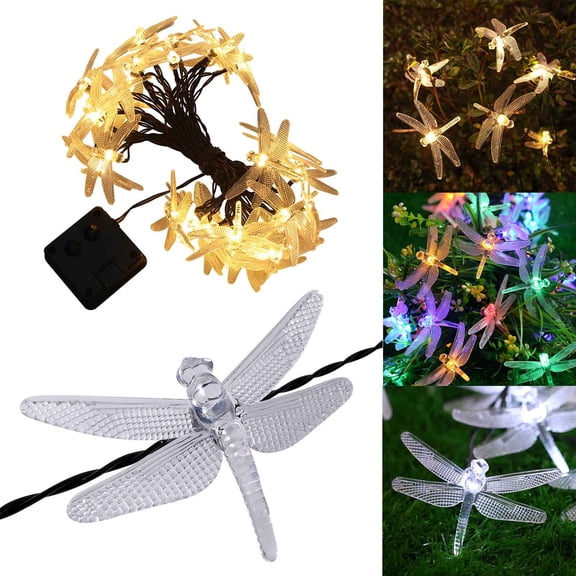 Uscallm under $5 3Pcs Solar String Lights, Solar Dragonfly String Lights, Outdoor Garden Decoration Lights, Waterproof Patio Lights, Christmas Party Lights, LED Fairy Lights