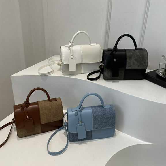 Uscallm under $5 4Pcs Fashionable Crossbody Bag, Leather Crossbody Shoulder Bag, Adjustable Strap Handbag, Fashion Commuter Tote Bag, Women's Everyday Purse, Minimalist Small Handbag