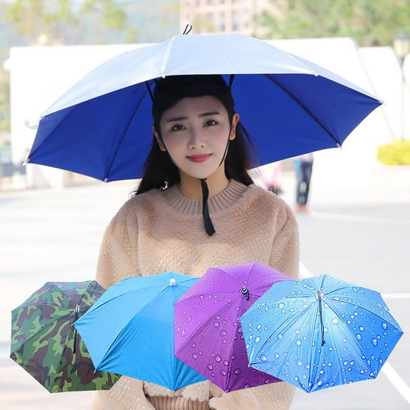 Uscallm under $5 4Pcs Umbrella Hat, Head Mounted Folding Umbrella Hat, Windproof Rainproof Sun Hat, Outdoor Fishing Golf Hat, Hands Free Umbrella Cap, Portable Sun Rain Protection Hat