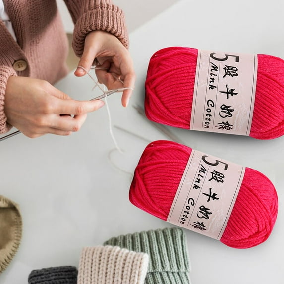 Uscallm under $5 5 Strand Milk Cotton Yarn, Milk Cotton Crochet Yarn, 5 Ply Knitting Yarn forBabyBlankets, Soft DIY Yarn for Sweaters Hats, Handmade Craft Yarn for Crocheting