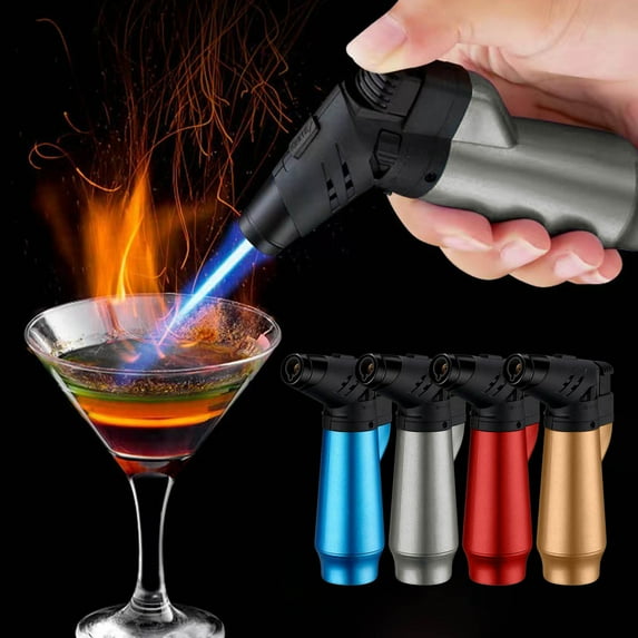 Uscallm under $5 8Pcs Windproof Torch Lighter, Windproof Refillable Torch Lighter,Adjustable Flame Butane Jet Lighter,Barbecue Fireplace Candle Lighting Tool,Alloy Metal Durable Pocket Lighter