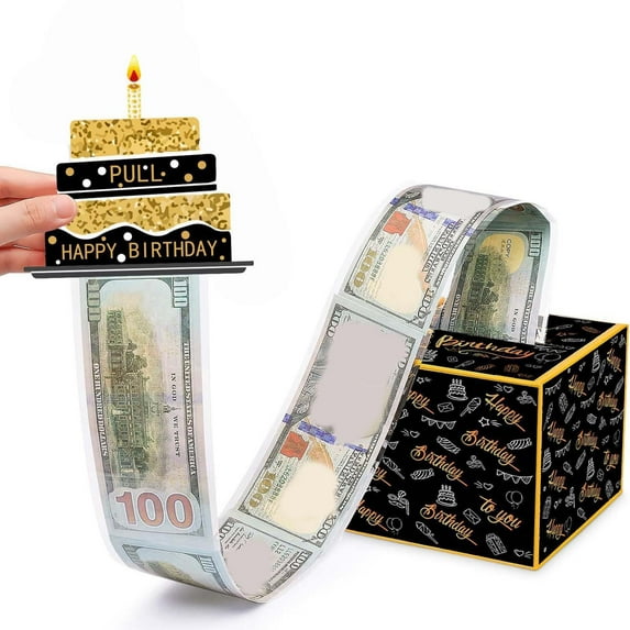 Uscallm under $5 Birthday Money Box, Money Pull Box Birthday Gift, Cash Surprise Withdrawal Box, DIY Money Gift Present, Happy Birthday Cash Present Box, Creative Money Giving Gift Idea