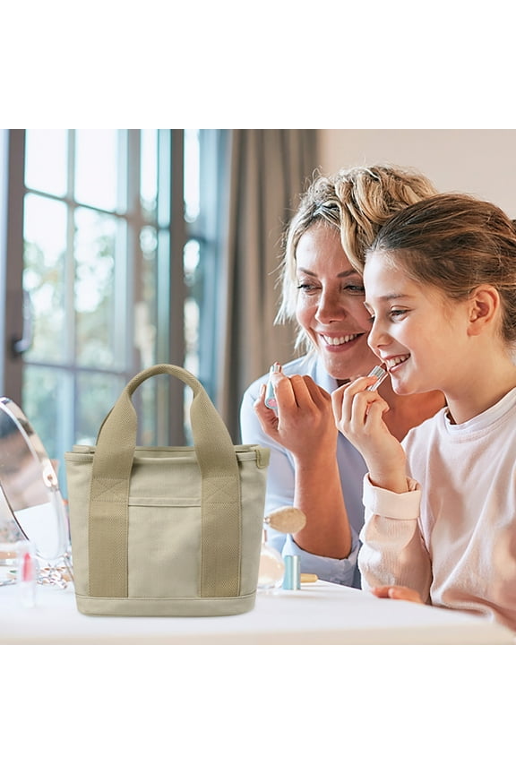 under $5 Canvas Tote Bag, Fashion Canvas Tote Bag, Multi-Pocket Large Capacity Handbag, Storage Travel Shoulder Bag, Casual Everyday Carry Bag, Women Men Shopping Beach Bag