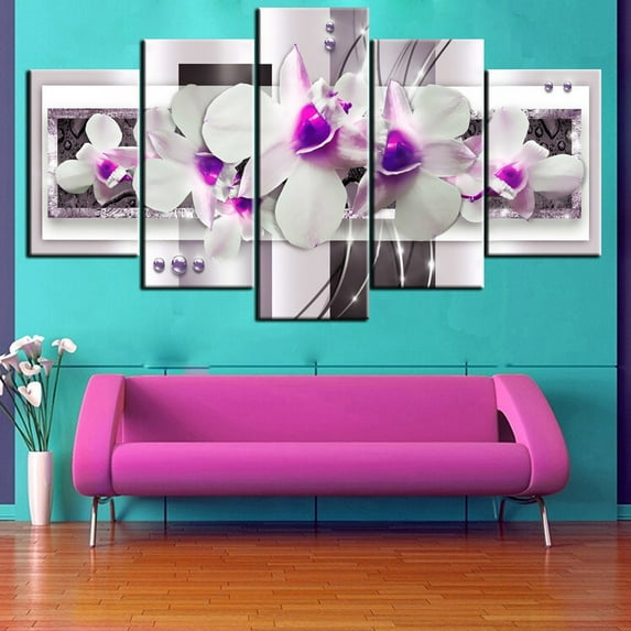Uscallm under $5 Canvas Wall Art, 5 Piece Canvas Wall Art Set, Modern Abstract Flower Painting, Home Decor Wall Prints, Frameless Gallery Wall Decor, Living Room Bedroom Artwork