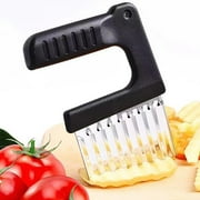 Uscallm under $5 Crinkle Cutter, Stainless Steel Crinkle Cutter, Wavy Vegetable Slicer for Potatoes, Handheld French Fry Maker Tool, Kitchen Chopper for Carrots Zucchini