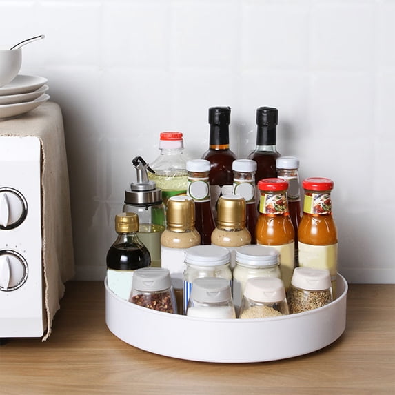 Uscallm under $5 Deep Rotating Shelf, Deep Rotating Kitchen Shelf Organizer, Multi-Tier Spice Rack Turntable, Pantry Cabinet Countertop Storage, Heavy Duty Load Bearing, Space Efficient Corner Design