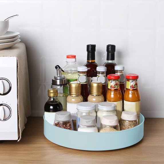 Uscallm under $5 Deep Rotating Shelf, Deep Rotating Kitchen Shelf Organizer, Multi-Tier Spice Rack Turntable, Pantry Cabinet Countertop Storage, Heavy Duty Load Bearing, Space Efficient Corner Design