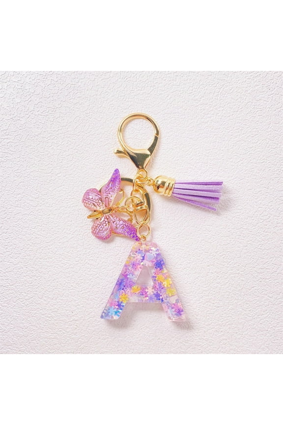 under $5 Initial Letter Keychain, Initial Letter Resin Keychain for Women, Tassel Purse Car Key Chain Accessory, Personalized Name Alphabet Key Ring, Cute Gift forGirls Best Friend