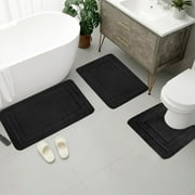 Uscallm under $5 Large Bath Rug Mat 3 Set, Luxury 3-Piece Bathroom Rug Set, Ultra Soft Absorbent Microfiber Mat, Non-Slip Rubber Backing, Machine Washable Fast Drying