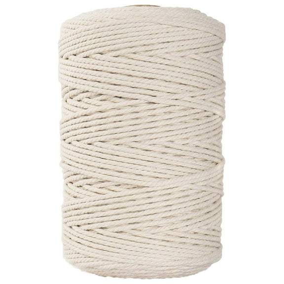 Uscallm under $5 Macrame Yarn Cord, 3mm Macrame Cotton Rope Cord,100 Meter DIY Craft Yarn,Knitting Weaving Decorative String,Natural Fiber Rope for Projects,Gardening Hanging Plant Holder Rope