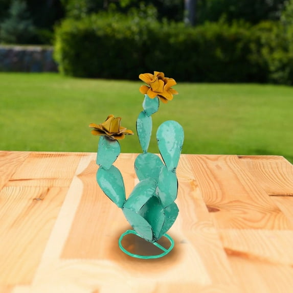 Uscallm under $5 Metal Cactus Decor, Metal Cactus Garden Yard Decor, Colorful Iron Plant Stake Ornament, Outdoor Indoor Home Decoration Figurine, Rust Proof Lawn Garden Art
