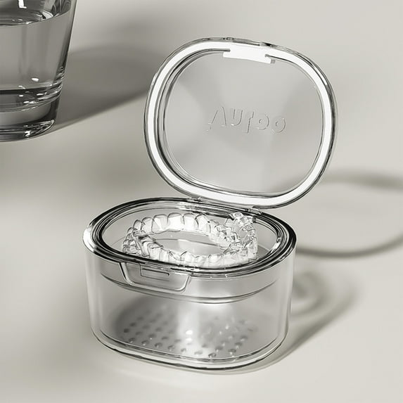 Uscallm under $5 Retainer Storage Case, Portable Retainer Storage Case,Clear Orthodontic Aligner Cleaning Box,Travel Denture Case for Teeth Aligners,Hygienic Dental Appliance Organizer