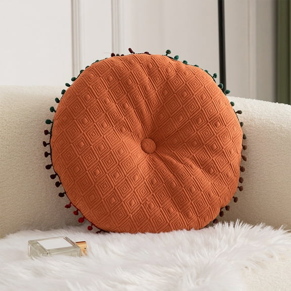 Uscallm under $5 Velvet Throw Pillow, Scandinavian Style Velvet Throw Pillow,Multicolor Decorative Cushion for Sofa Bed,40x40cm Fluffy Round Pillow with Tassels