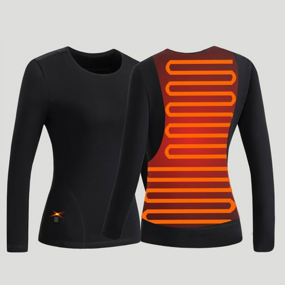 Uscallm under $5 Women's Heating Underwear, Women's Heated Long Sleeve Top, USB Electric Heating Blouse, Back Warmth Thermal Underwear, Winter Warm Fleece Lined Shirt