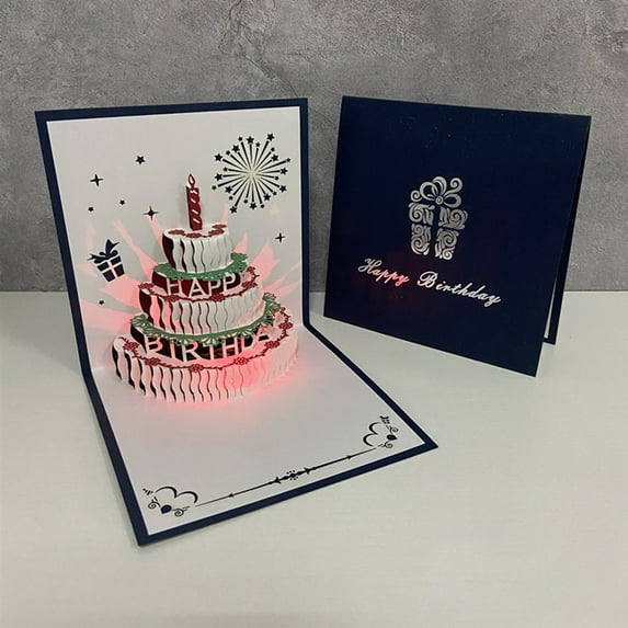 Uscallm Card Three Dimensional Birthday, 3d Poping-Up Birthday Card, Personalized Photo Cake Greeting Card, CreativeKidsBirthday Gift, Unique Surprise Party Invitation Card