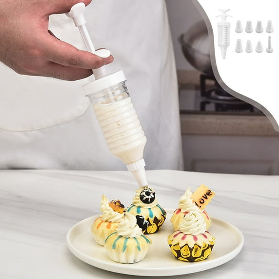 Uscallm Chocolate Cream Piping Pen 9-Piece Plastic Piping Tube Set for Cake Decorating, Cookie Icing, Pastry Squeezer with 8 Nozzles for Dessert Bakery