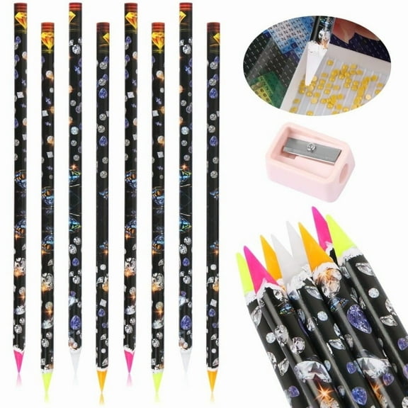 Uscallm Diamond Rhinestone Dotting Pen, Diamonds Paintings Pen 8Pcs, Rhinestone Pencil Adhesive Resin Dotting Tool, Nail Art Point Drill Pen For DIY Crafts