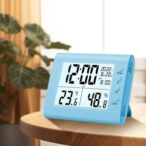Uscallm Digital Temperature Humidity Wall Clock, Digital LED Alarm Clock, Bedside Snooze Clock For Home Office, 2026 Trending 12/24H Countdown Timer, Large Display Modern Desk Clock
