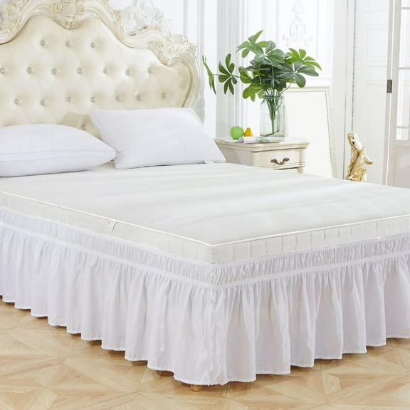Uscallm Elastic Wrap Around Bed Skirt, Elastic Wrap Around Bed Skirt, Ruffled Bedding For Master Bedroom Decor, Modern Bed Skirt For Box Spring, Luxury Hotel Style Bedroom Essentials