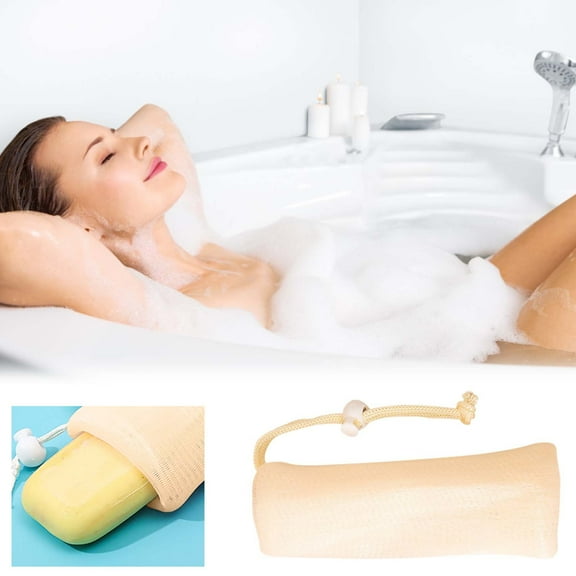 Uscallm Foaming Net Bag for Soap and Shower Gel, Thickened Natural Nylon Soap Saver Pouch, Handmade Soap Storage Bag, Portable Travel Foam Maker, Hanging Bath Accessory