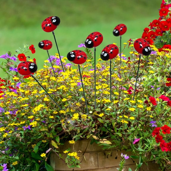 Uscallm Garden Insect Lawn Stakes, Garden Decor Ladybug Stakes, Outdoor Yard Decorations Solar Powered, Cute Spring Lawn Ornaments, Vibrant Patio Insect Decor
