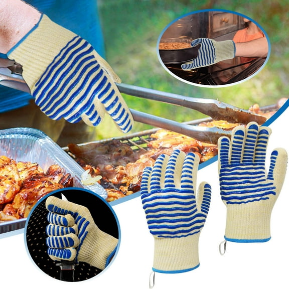 Uscallm Heat Resistant Oven Gloves, Heat Resistant BBQ Gloves, Non Slip Kitchen Oven Mitts, Flame Retardant Anti Cut Gloves, Ultimate Protection For Grilling Baking Cooking