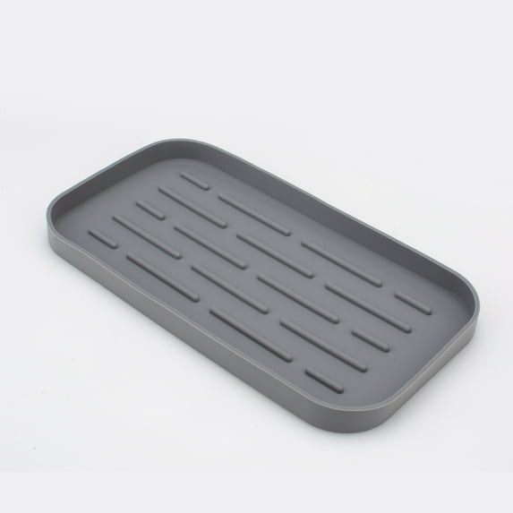 Uscallm Kitchen Bathroom Drain Storage Tray, Dish Drainer Tray Elevated Ribbed Design, Kitchen Sink Organizer Bathroom Countertop Storage, Space Saving Drying Rack For Dishes