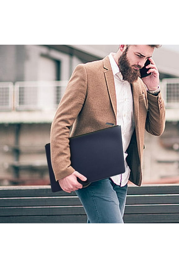 Leather Document Bag For Men And Women, Waterproof Official Briefcase, PU Leather Policy Folder, Professional Business Storage Bag, Office Work Portfolio