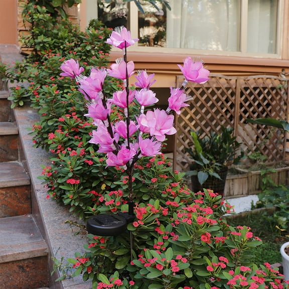 Uscallm Led Rose Night Light, Solar Fiber Optic Flower Tree Lights, Outdoor Garden Lawn Decorations, Solar Powered LED Landscape Lighting, Automatic Dusk To Dawn Sensor