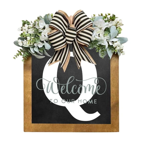 Uscallm Personalized Front Door Wreath, Personalized Front Door Wreath, Custom Last Name Year Round Door Decor, Farmhouse Style Welcome Sign Plaque, Front Porch Hanging Decoration For Home