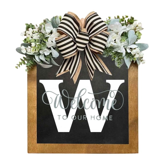 Uscallm Personalized Front Door Wreath, Personalized Front Door Wreath, Custom Last Name Year Round Door Decor, Farmhouse Style Welcome Sign Plaque, Front Porch Hanging Decoration For Home