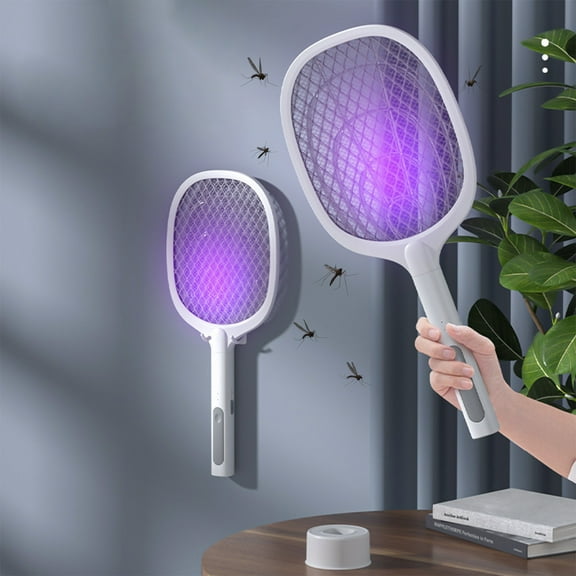 Uscallm Rechargeable Electric Watering Kettle, Electric Fly Swatter 3000V Rechargeable, Usb-c Fast Charging Bug Zapper Racket, Purple Light Mosquito For Indoor Outdoor Home