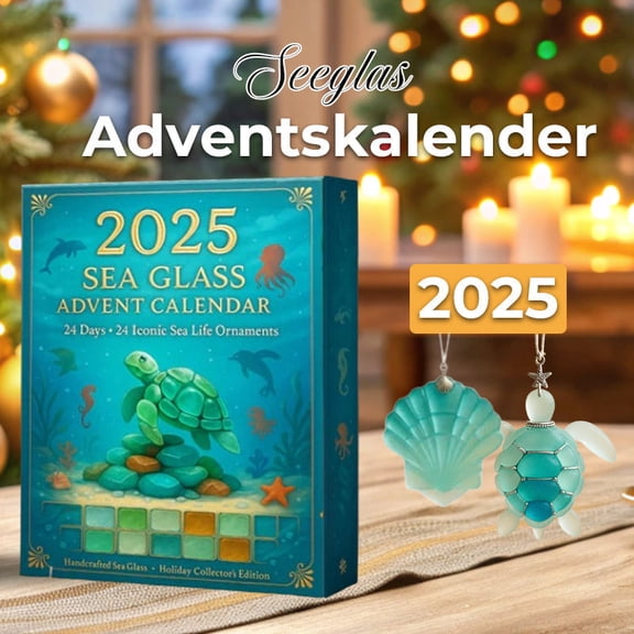 Uscallm Sea Glass Life Advent Calendar 2025, 24 Days Christmas Countdown Calendar With Realistic Sea Animals Ornaments, Ocean Themed Holiday Decor ForKids, Collectors, Home Decoration