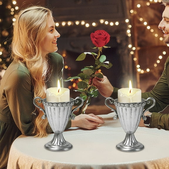 Uscallm Silver Iron Vase For Wedding Centerpiece, Event Table Decor, Office And Home Decoration, Metal Floral Urn Vase, 8.27 Inch Decorative Vase