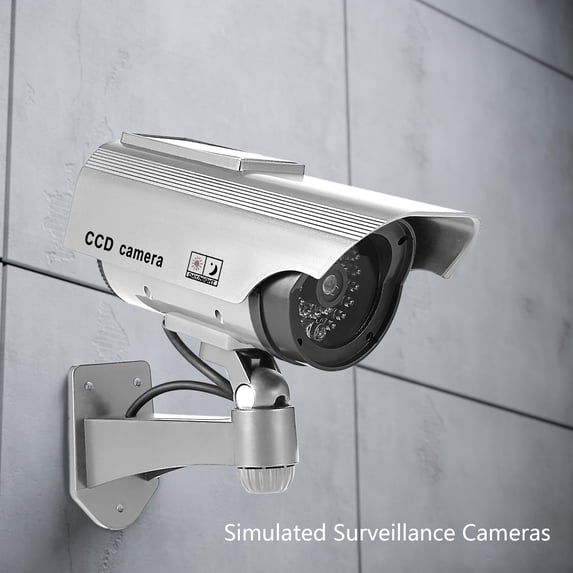 Uscallm Solar Powered Motion Sensor, Dummy Security Camera, Fake Surveillance Camera Outdoor Indoor Home Office, Realistic Flashing LED Fake Dome Camera