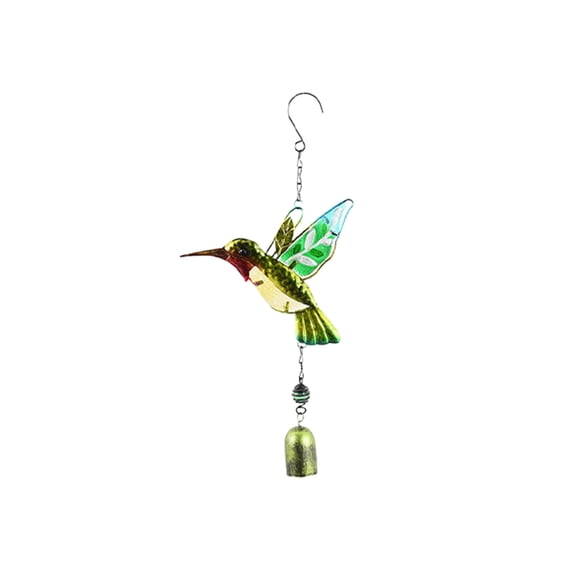 Uscallm St. Patrick's Day Garden Wind Chime Kingfisher Dragonfly Metal Wind Chimes Handcrafted Glass-Painted Bells Outdoor Patio Decor Artwork Creative Ornament