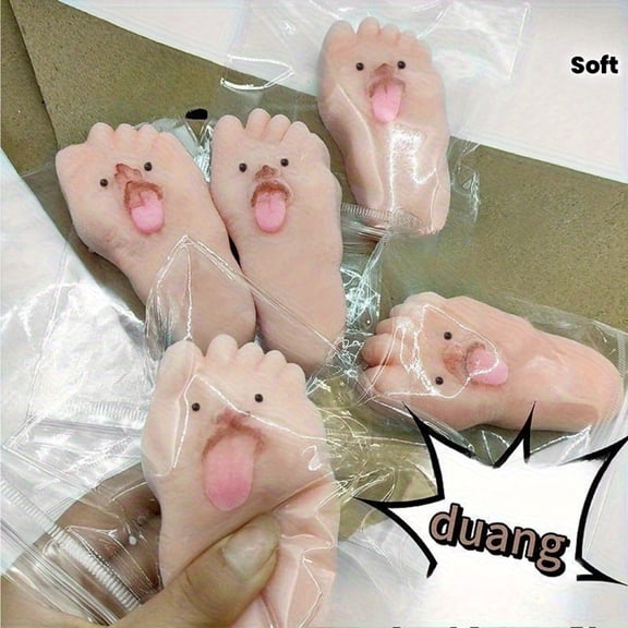 Uscallm Stress ReliefToysfor Adults, Spitting Tongue Big Feet Fidget SensoryToys, Plastic Pinching Music Desk Anxiety Relief Gifts for Women Men, Palm Decompression Friend Gifts for Office Home