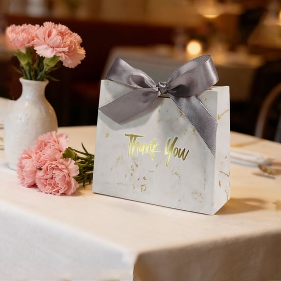 Uscallm Thank You Bow Mini Gift Bags, Thank You Bow Hand Bags 10 Pack, Mini Gift Tote Bags For Party Favors, Trending Wedding Favor Bags, Elegant Gift Packaging For Bridal Shower