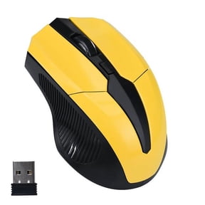 Uscallm Wireless Optical Mouse Yellow, 2.4ghz Wireless Mouse, Ergonomic Optical USB Mouse For PC Laptop Computer, Plug Play Portable Travel Mouse, High Precision Silent Click Gaming Mouse