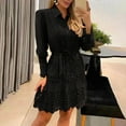 thumbnail image 1 of Uscallm Women Plus Size Summer Lace Collared Mini Dressy Casual Boho Short Sleeve Party Dresses for Graduation Vacation Beach Outfits, Black XL, 1 of 7
