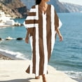 thumbnail image 1 of Uscallm Women Plus Size V Neck Sleeveless Boho Striped Flowy Beach Maxi Dress Loose Long Dresses for Summer Vacation, Brown 3XL, 1 of 7