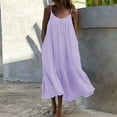 thumbnail image 1 of Uscallm Women Summer Maxi Dresses Sleeveless Round Neck Boho Flowy Casual Loose Solid Basic A-Line Long Dresses Beach Vacation Sundresses, Purple M, 1 of 4