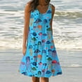thumbnail image 1 of Uscallm Women Summer Plus Size Round Neck Sleeveless Boho Color Block Flowy Midi Dresses for Beach Casual Vacation Party Sundresses, Blue 5XL, 1 of 4