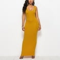 thumbnail image 1 of Uscallm Women Summer Plus Size Sleeveless Round Neck Maxi Dress Solid Casual Elegant Bodycon Long Vacation Beach Party Sundress, Yellow L, 1 of 4